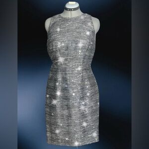Carmen Marc Valvo sequined shift cocktail dress Sz 4